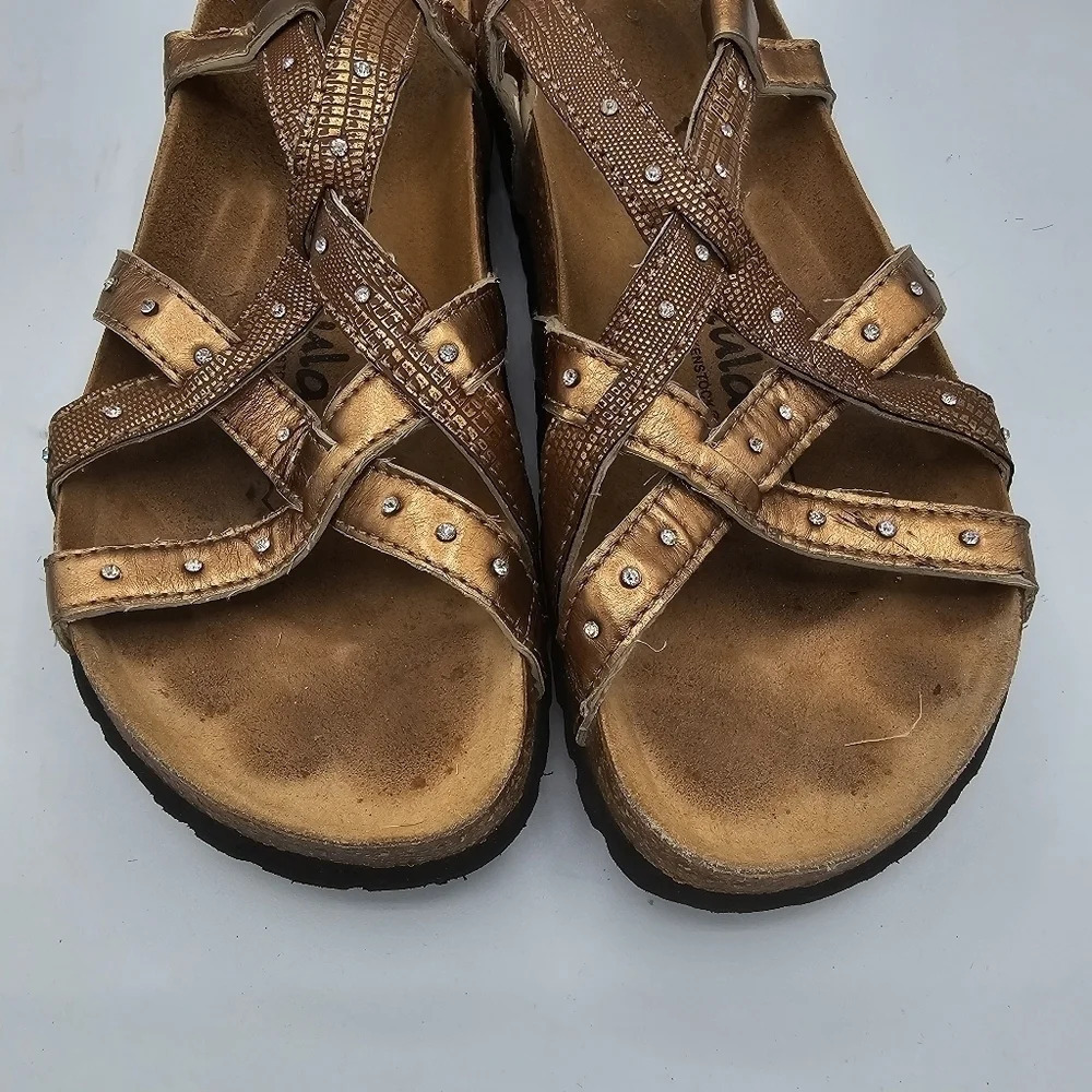 Birkenstock Betula Crisscross God Bronze Sandals Rhinestone Size 7 - 38 - Picture 2 of 7